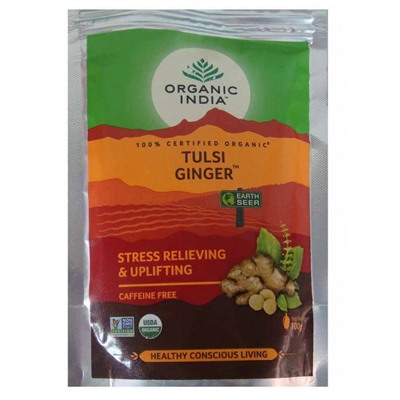 Organic India Tulsi Ginger / Напиток на Основе Листьев Священного Базилика + Имбирь 100 г