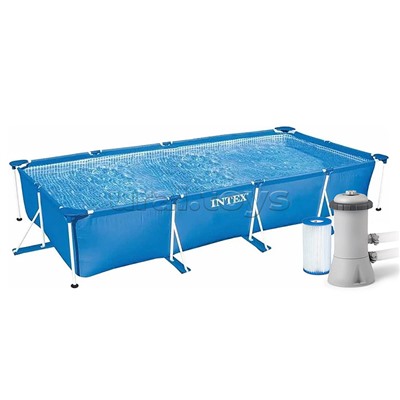 Бассейн каркасный Rectangular Frame прямоугольный 450х220х84 см, фильтр-насос, арт.28274NP INTEX