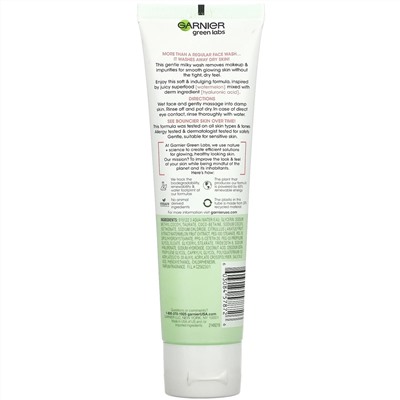 Garnier, Green Labs, Smoothing Milky Wash, Hyalu-Melon, 4.4 fl oz (130 ml)