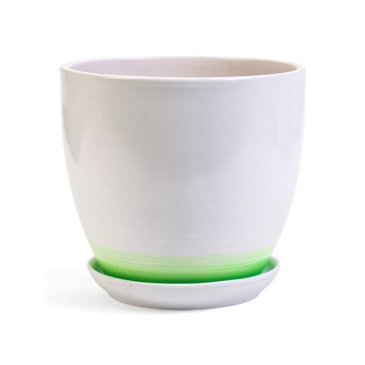 Горшок для цветов «Азия», 2.5 л, d=19 см, h=17 см, с поддоном, керамика, белый