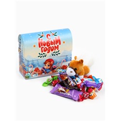 Сладкий детский новогодний подарок «С новым годом», конфеты + мягкая игрушка, 250 г