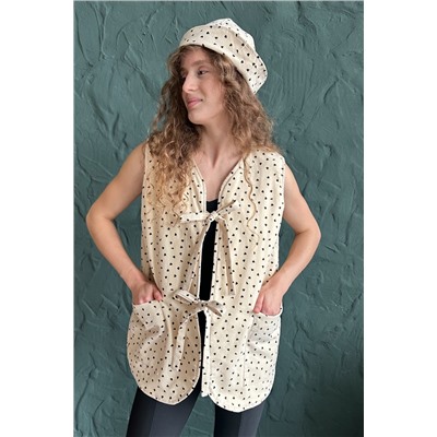 Жилет стеганый  HOME109/03/Бежевый, черный