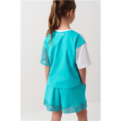 Комплект трикотажный для девочек: фуфайка (футболка), шорты PLAYTODAY, 1240140