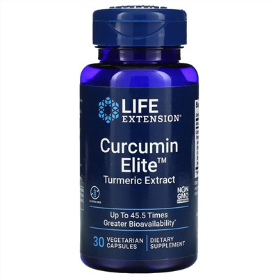 Life Extension, Curcumin Elite, экстракт куркумы, 30 вегетарианских капсул