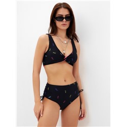 Купальник раздельный с высокой посадкой женский MIST, размер XS, чёрный