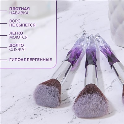 Набор кистей для макияжа Luminous, 10 предметов, PVC - чехол, чёрный, фиолетовый