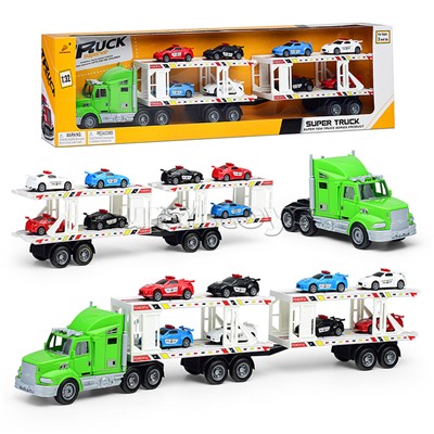 Автовоз "Технорейс" с полицейскими авто, в коробке