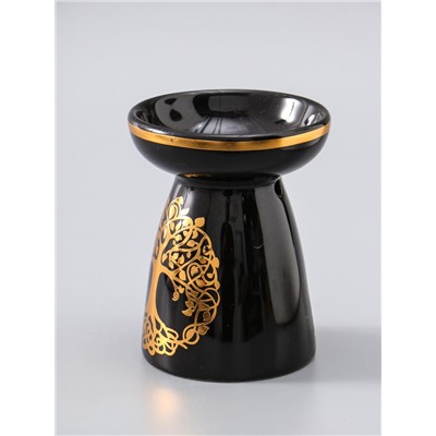 УЦЕНКА Аромалампа керамика "Древо жизни" чёрная с золотом 9,3х9,3х11,8 см