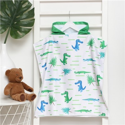 Полотенце-пончо детский LoveLife «Крокодильчики» 60×120 см, микрофибра, 225 г/м²