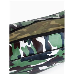 Косметичка на молнии мужская, с ручкой, с принтом, с сеткой, камуфляж/зелёная