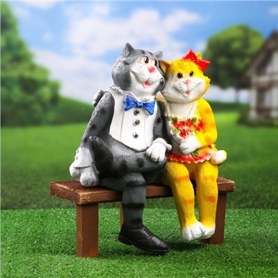 Садовая фигура из полистоуна «Коты на лавке», 40×18×40 см