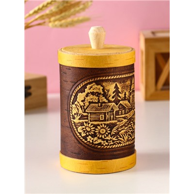 Туес «Деревенька», банка для хранения, береста