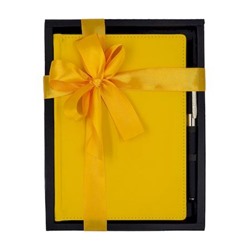 Подарочный набор Ежедневник недатированный А5+ 272 стр. "VELVET" (ЖЕЛТЫЙ)+ ручка 3-115/14-2 Bruno Visconti