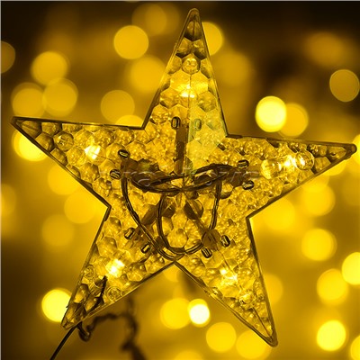 Электрогирлянда-занавес "Звёзды" (6 больших и 6 маленьких пластиковых звёзд), теплый