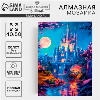 Алмазная мозаика с полным заполнением на холсте «Фантастический замок», 40×50 см