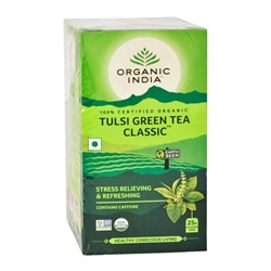 Organic India Tulsi Green Tea Classic/ Тулси Зеленый Чай Классический со Священным Базиликом. (25 Чайные пакетики)