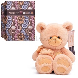 Медведь Глэм с бантом, 25см, карамельный