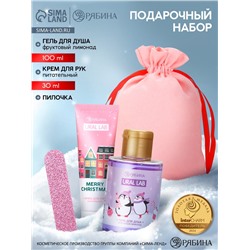 Подарочный набор косметики в мешке: крем для рук, пилочка, гель для душа, аромат фруктовый лимонад, URAL LAB