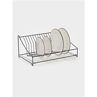 Сушилка для тарелок с поддоном, 38×17.5×23.5 см, чёрная