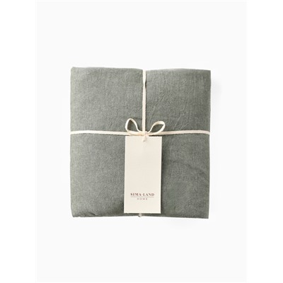 Простыня на резинке 2-спальная SL Home «Деним», 180×200+30 см, оливковая, жатый хлопок