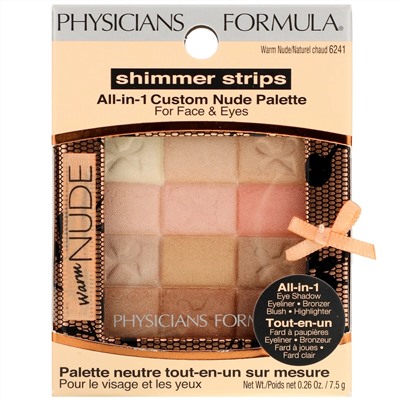Physicians Formula, Переливающиеся полоски, "Все включено", палетка теплых телесных оттенков, 0.26 унции (7.5 г)
