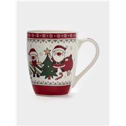 Кружка Доляна «Новогодний подарок», 370 мл, 12×8.5×10.5 см, фарфор, белая