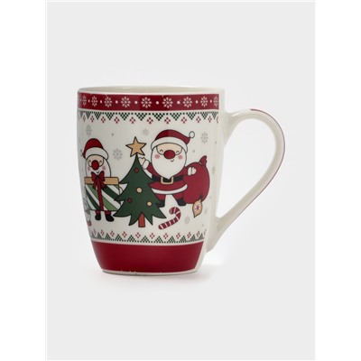 Кружка Доляна «Новогодний подарок», 370 мл, 12×8.5×10.5 см, фарфор, белая