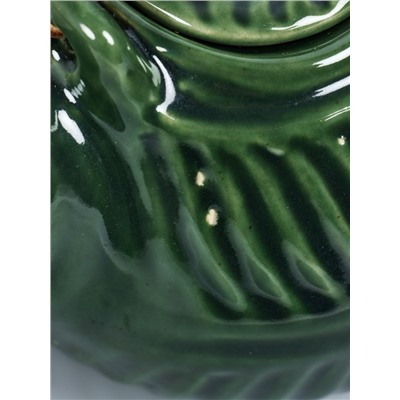 УЦЕНКА Чайник заварочный "Флора 3" керамика, цв. зелёный, 15×18×21 см