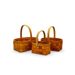 Корзина плетёная для хранения Locus, с ручкой, ива, коричневая, набор 3 шт.