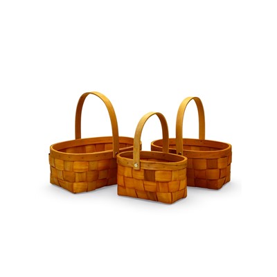 Корзина плетёная для хранения Locus, с ручкой, ива, коричневая, набор 3 шт.
