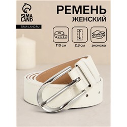 Ремень женский, 110×2.8 см, овальная пряжка металл, серебристая, белый