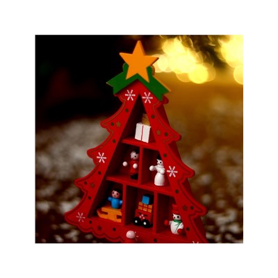 Сувенир «Ёлка с ячейками под подарки», 14.5×19.5 см, красная