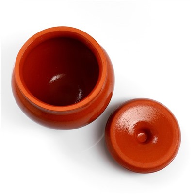 Горшочки для запекания Вятская керамика «Трио», набор 3 шт., ухват, 500 мл, коричневые