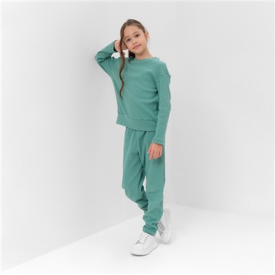 Костюм для девочки (свитшот, брюки) MINAKU, цвет оливы, рост 110 см