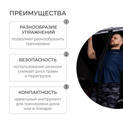 Эспандер ленточный многофункциональный ONLYTOP, 208×8.3×0.5 см, 30-78 кг, цвет чёрный