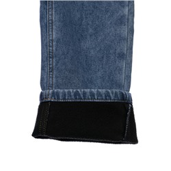 Брюки текстильные джинсовые утепленные флисом для девочек