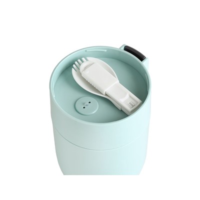 Ланч бокс TAKE IT EASY «В школу», 450 мл, 12.3×9.2 см, с приборами, сохраняет тепло 6 часов, нержавеющая сталь, голубой