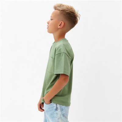 Футболка детская однотонная MINAKU: Casual Collection, цвет хаки, рост 110 см