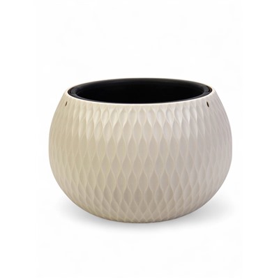 Кашпо для цветов «Жемчужина», 4 л, d=29 см, h=19.5 см, пластик, со вставкой, бежевое