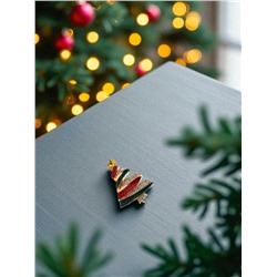 Брошь новогодняя «Ёлка», серпантин, загадай желание, разноцветная в золоте