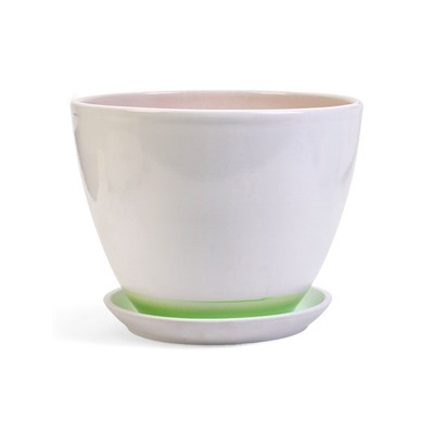 Горшок для цветов «Азия », 8 л, d=29.5 см, h=23 см, с поддоном, керамика, белый