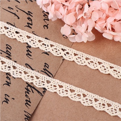 Кружево вязаное, 13 мм, 15±1 м, бежевое