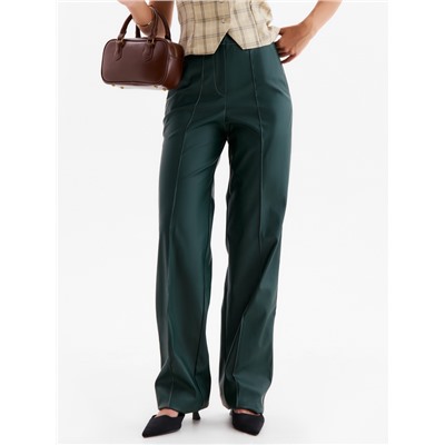 Брюки женские из экокожи MINAKU: Eco leather, зелёные, размер 42