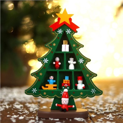 Сувенир «Ёлка с ячейками под подарки», 14.5×19.5 см, зелёная