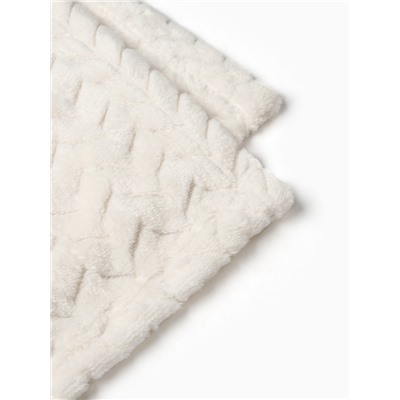 Плед «Этель» Zig-zag, 150×200 см, корал-флис, молочный