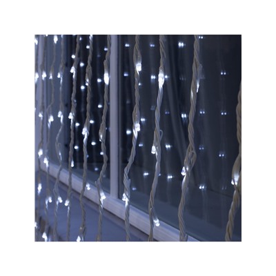 Гирлянда «Водопад» 2×6 м, IP44, УМС, белая нить, 1500 LED, свечение белое, 8 режимов, 220 В