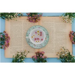 Чайная пара Доляна «Пелагея», чашка 220 мл, блюдце d=14 см, керамика, зелёная