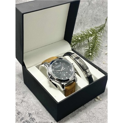Подарочный набор для мужчины часы и браслет + коробка #22862672