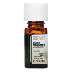 Aura Cacia, чистое эфирное масло, органический ладан, 7,4 мл (0,25 жидк. унции)