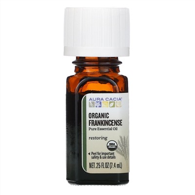 Aura Cacia, чистое эфирное масло, органический ладан, 7,4 мл (0,25 жидк. унции)